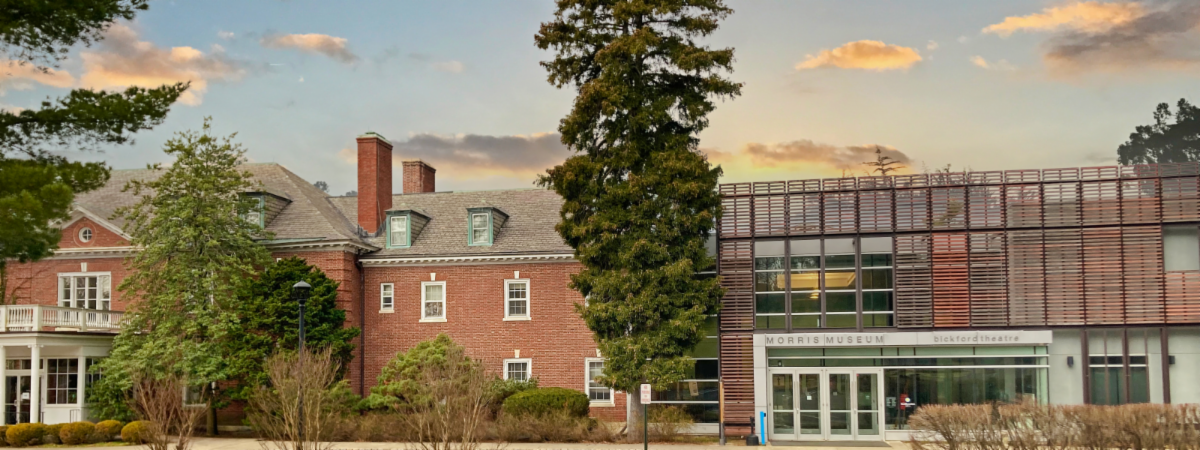 The front exterior of a museum in a rural setting.
