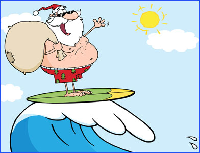 Santa surfing
