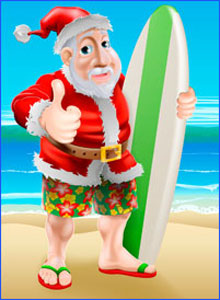 Santa and Surfboard