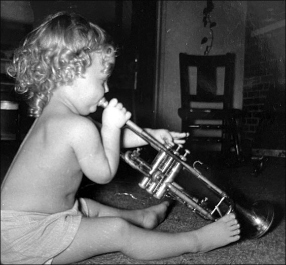 Sylvia playing trumpet