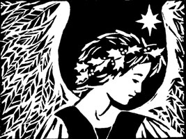 Suzanne woodcut print
