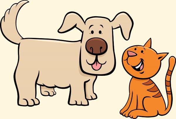Happy dog and cat