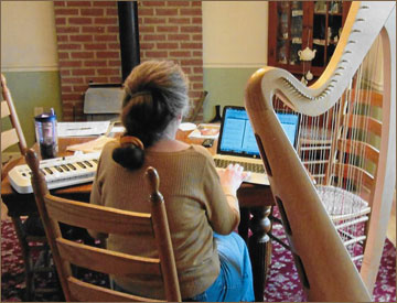 Joy working on music
