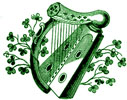 Harp with shamrocks