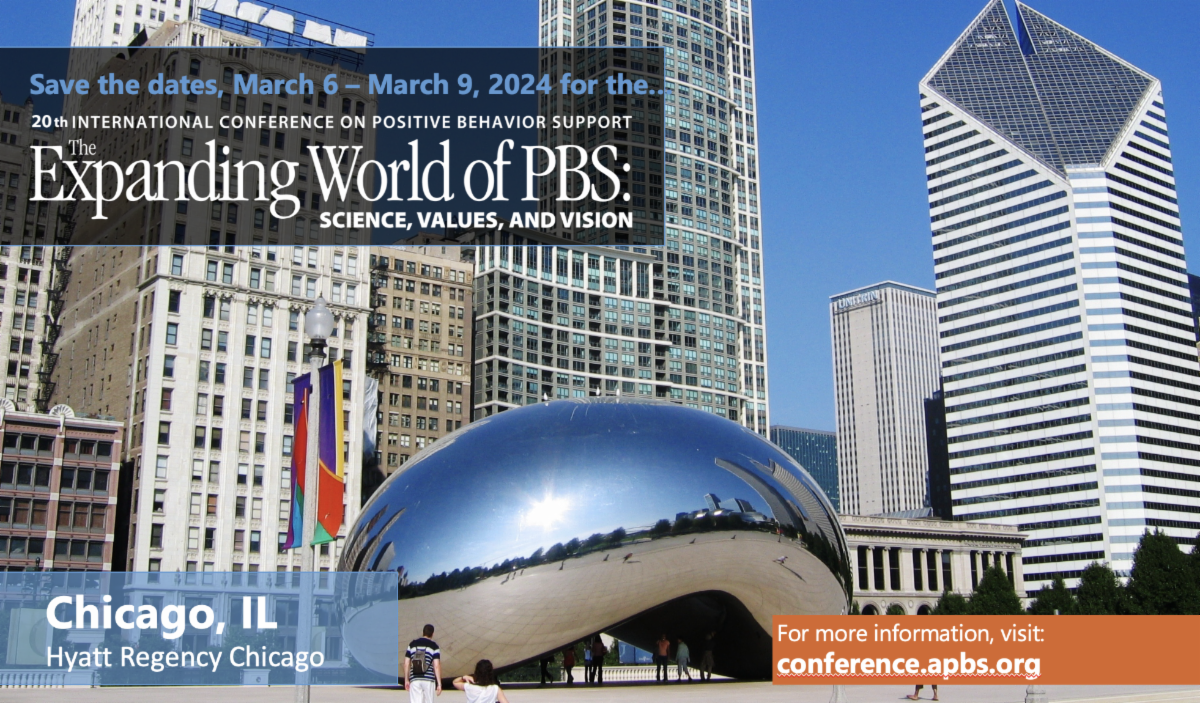 Downtown Chicago with information on the APBS conference.