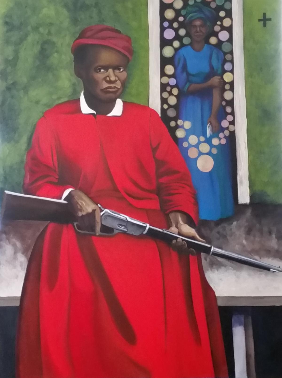 Stagecoach Mary 60x40 acrylic on canvas 2019 Mary Fields first African American female mail carrier in the American West