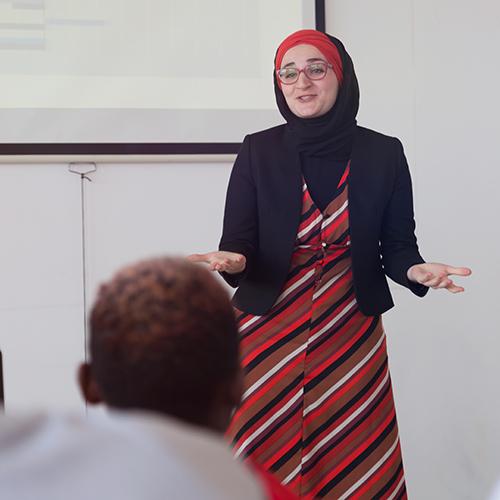 educator at the front of a class