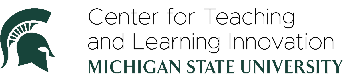 Center for Teaching and Learning Innovation graphic with dark green Spartan helmet.