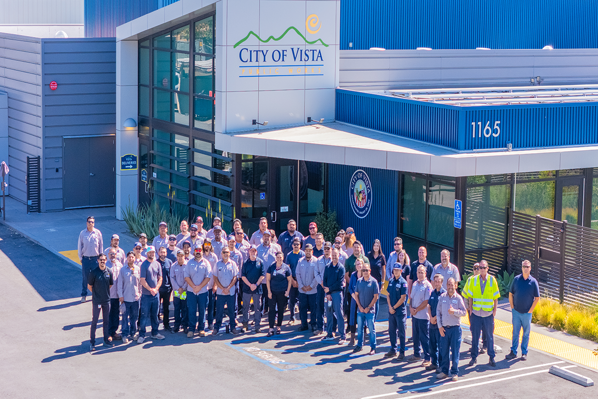 photo of the Public Works team outside of the Public Works Administration Building