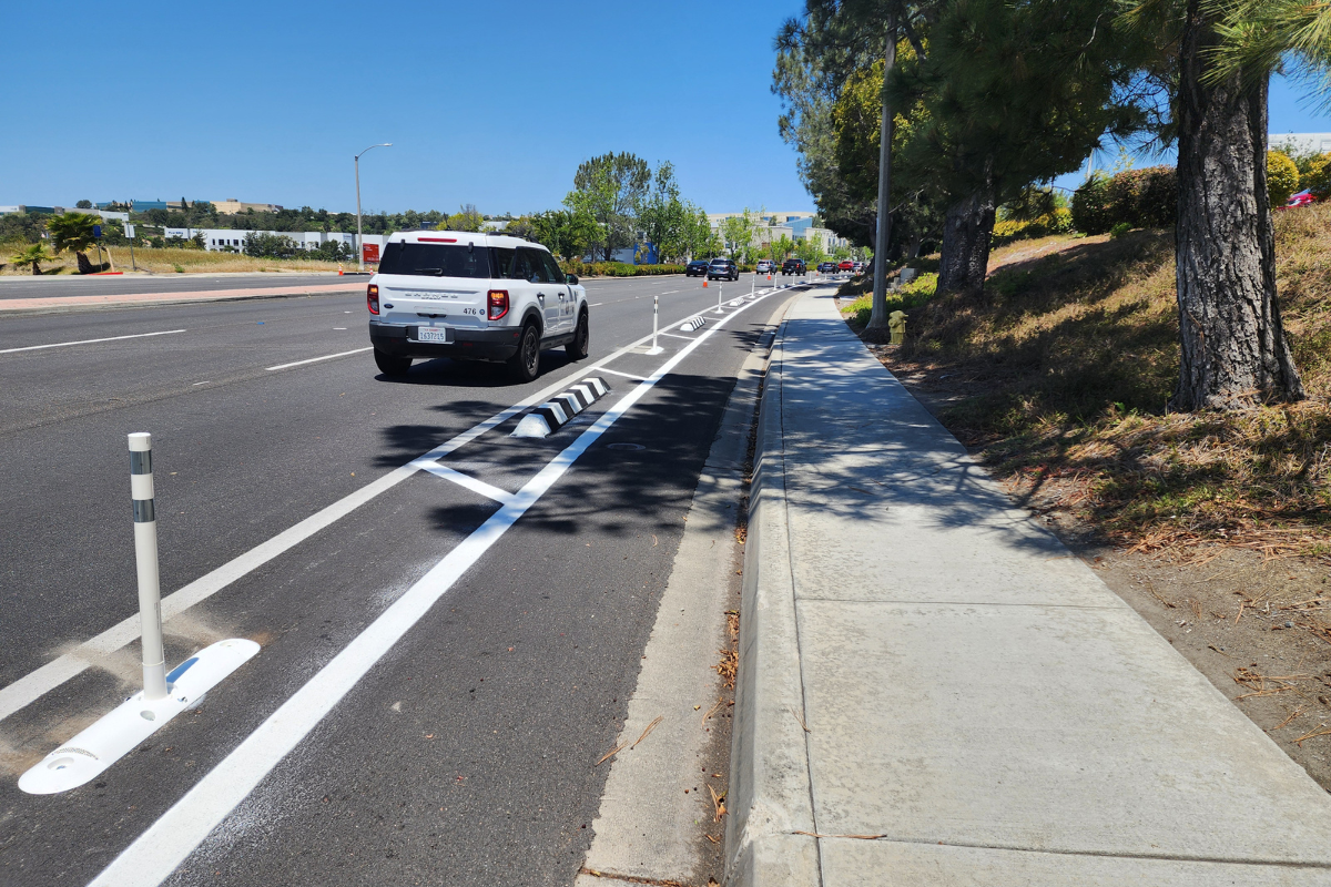 Photo of a protected bike lane in Vista