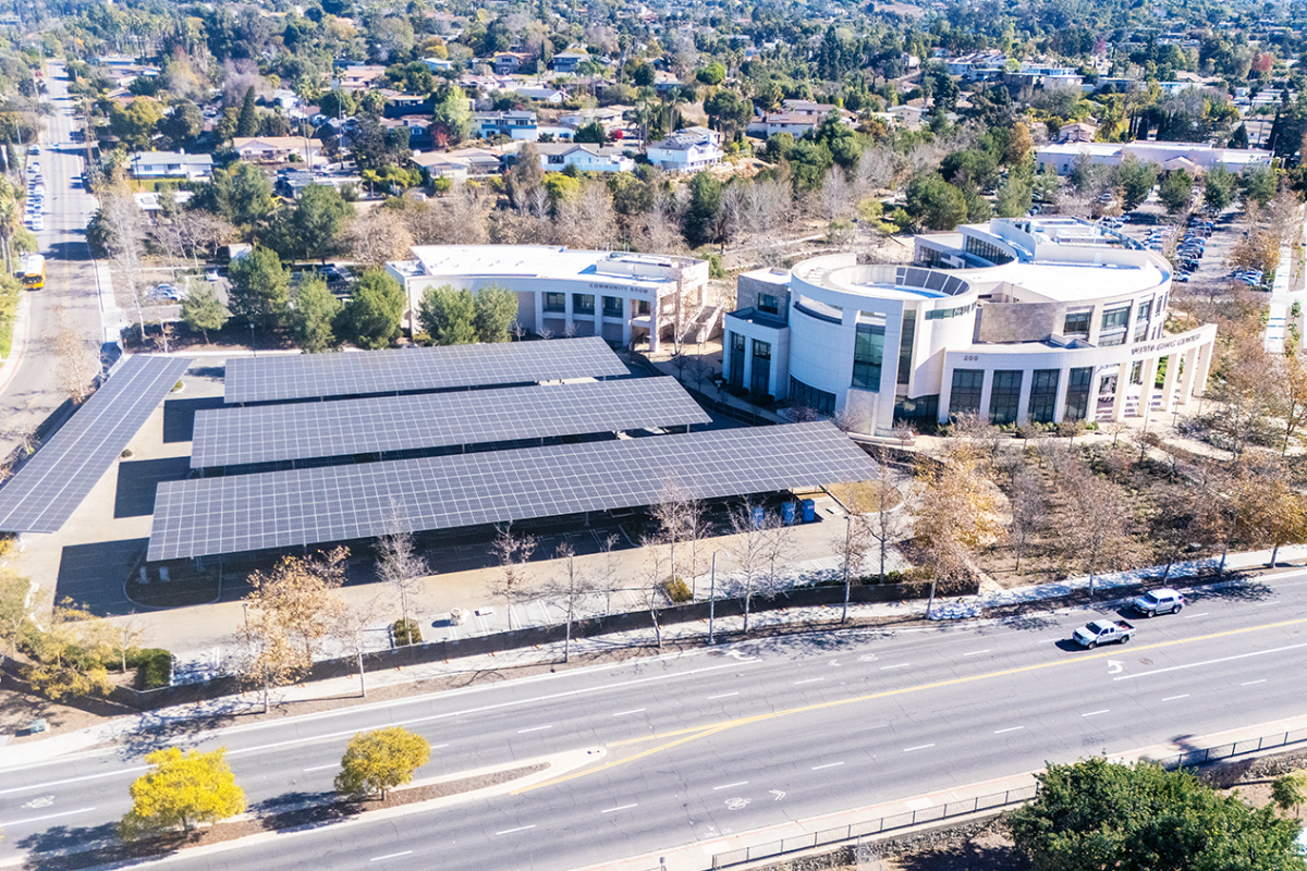 Aerial photo of the Vista Civic Center