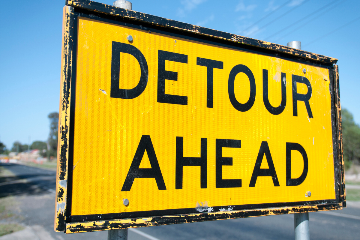 Stock image of a detour sign