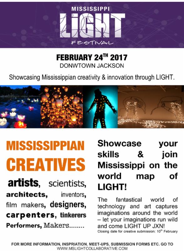 Come see the Mississippi Light Festival in downtown Jackson on Feb. 24!
