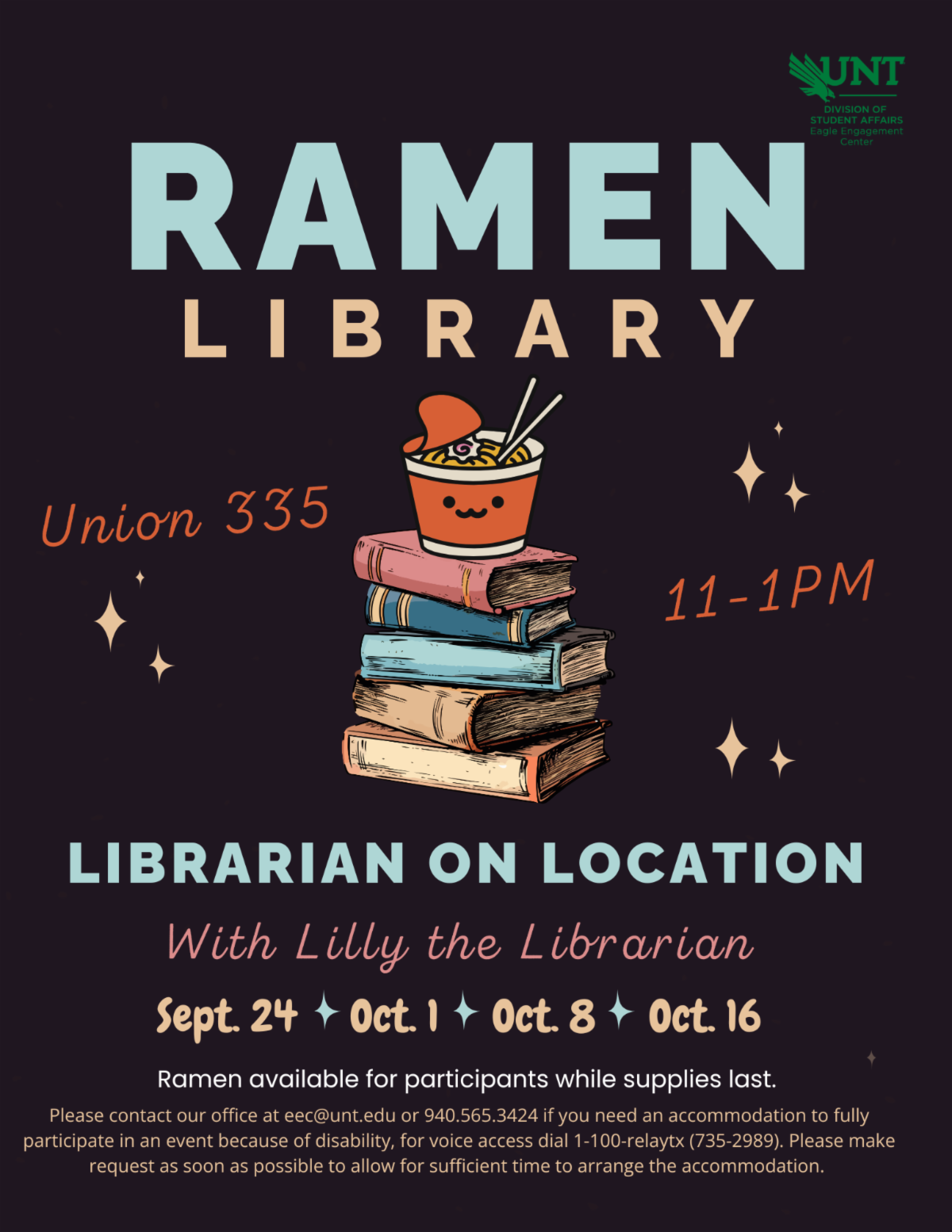 Ramen Library flyer with information about the event. 