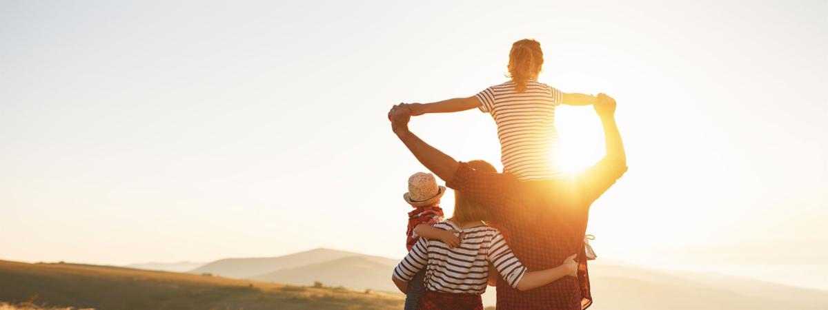 family at sunset