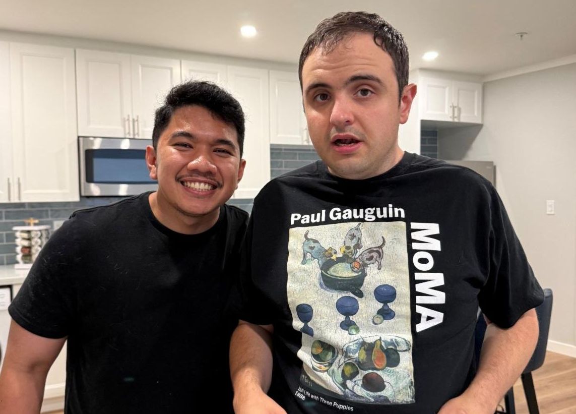 two young men in kitchen