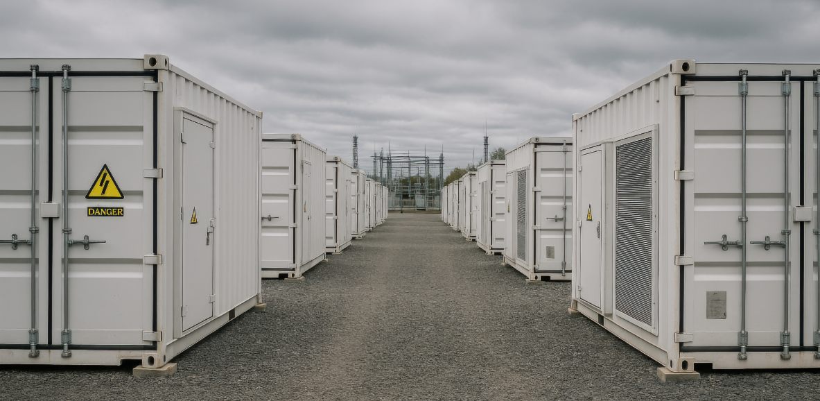 BESS Storage system - looks like large train crates