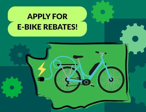 Bike Everywhere Challenge May 1-31, with picture of three people riding across the Narrows Bridge