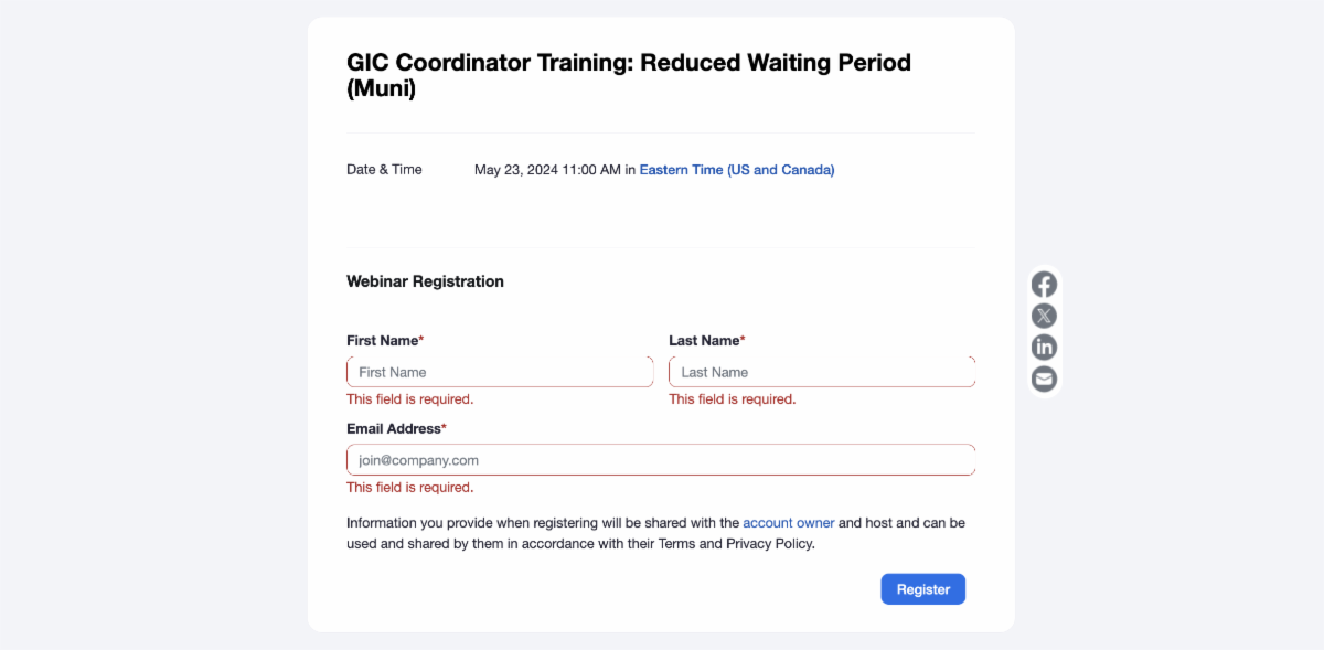 Register for the Reduced Waiting Period training using the button below