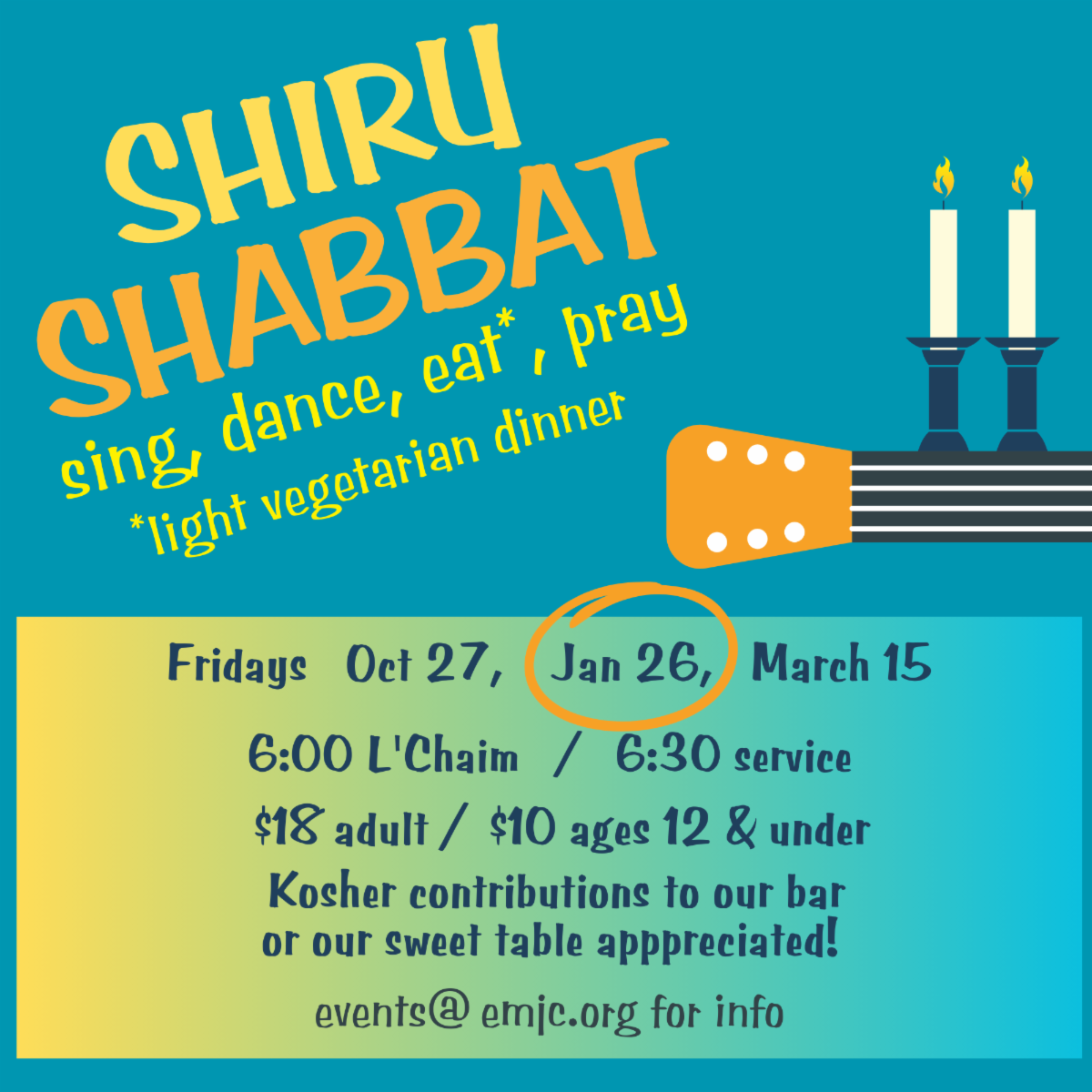 EMJC Weekly RSVP for BimBom on Fri, Join Us for Shabbat Katan on Sat