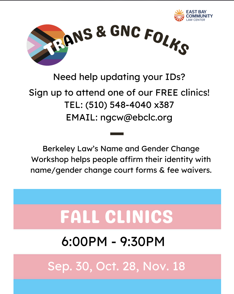 Fall Name and Gender Marker Change Clinics