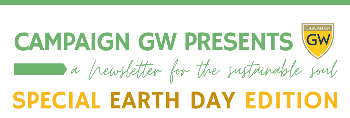 graphic that reads campaign gw presents a newsletter for the sustainable soul special earth day edition