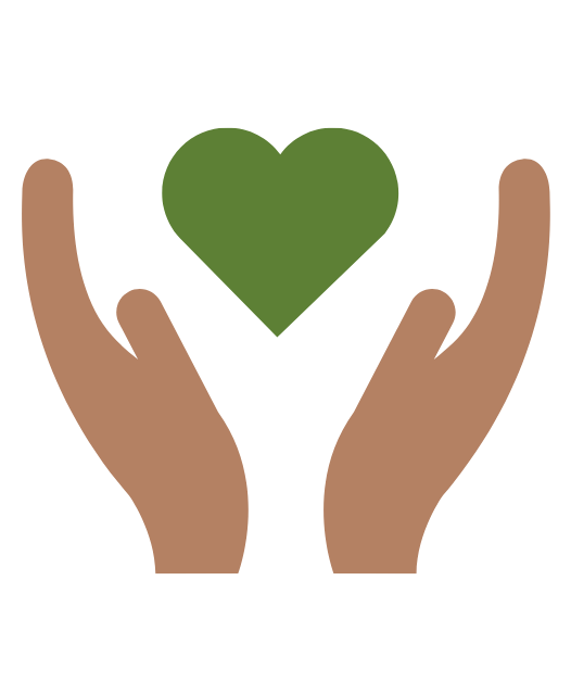 graphic of a pair of hands around a green heart