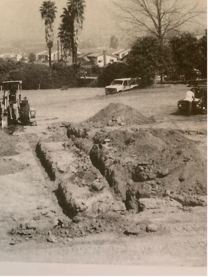 The photo shows construction beginning on the âOlive Avenueâ (Bellevue) property. The view here is from the current entrance to Covenant Hall looking down toward the parking lot.