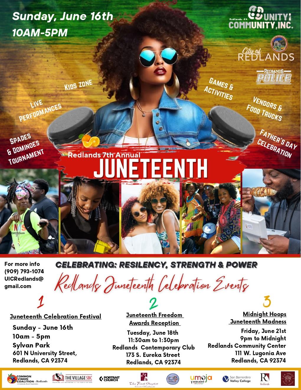 redlands Juneteenth flyer June 16 10am to 5pm