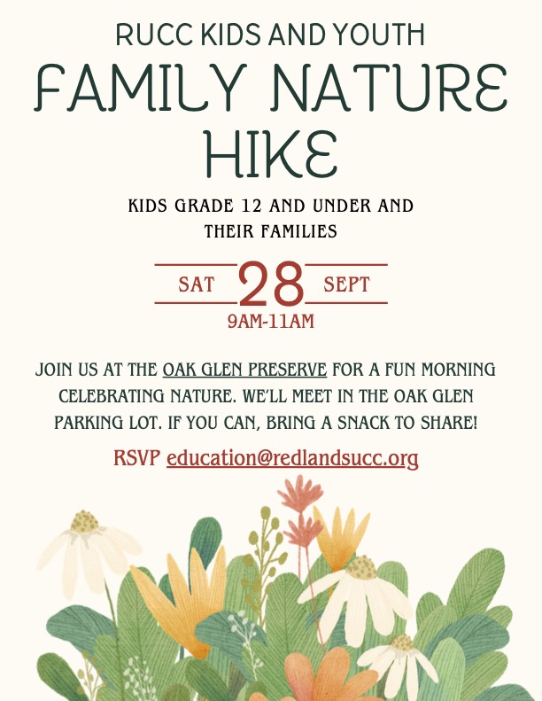 Youth and families nature hike sept 28 9am to 11am