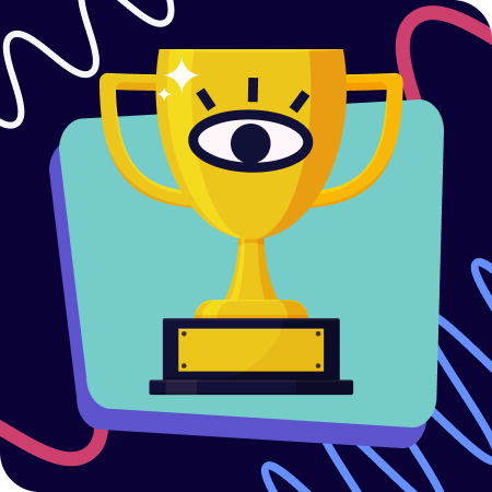 Cartoon trophy featuring an eye. 
