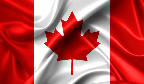Canada flag in the old retro background effect_ close up