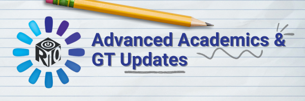 Advanced Academics & GT Updates Header with R10 Logo & Pencil