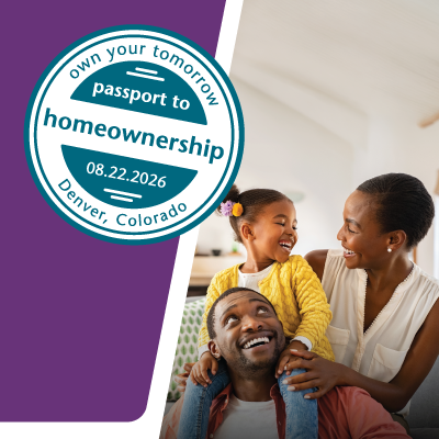 Passport to Homeownership imagery of a family and text.