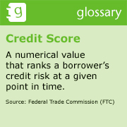 Credit Score-A numerical value that ranks a borrowers credit risk at a given point in time based on a statistical evaluation of information in the individuals credit history that has been proven to be predictive of loan performance