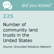 225, the number of community land trusts in the US.