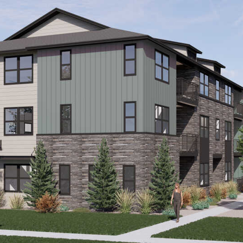 Overlook at Uplands rendering of a multifamily building