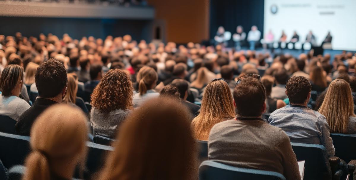 back view of audience at a conference