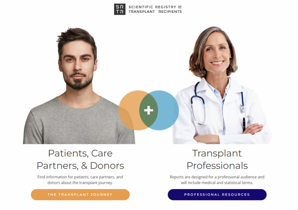 Scientific Registry of Transplant Recipients (SRTR) website homepage