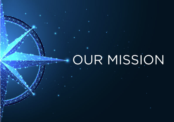 Compass on the left with the words "Our Mission" on the right