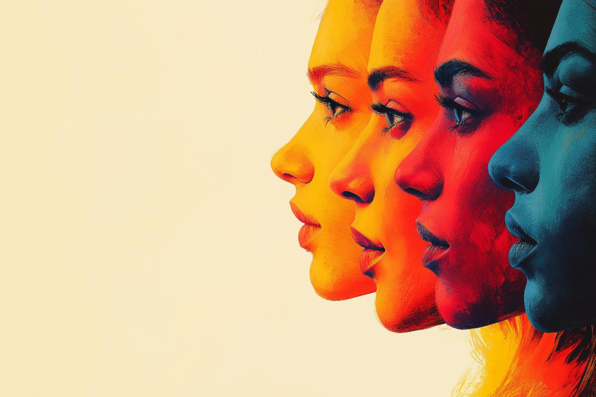 Women's profiles; different nationality, creating a colorful and vibrant composition for women's day