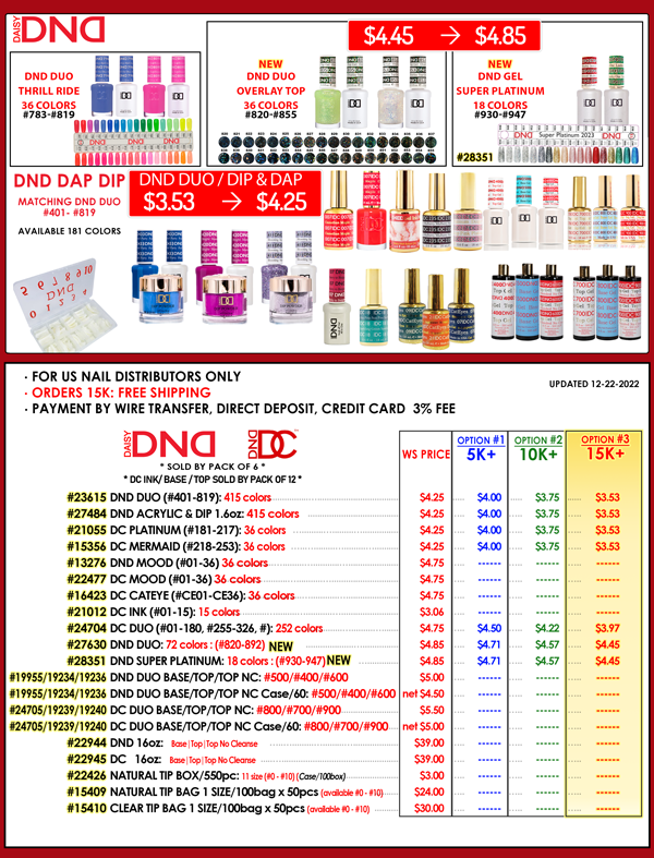 WS 7 lines MixMatch 15K Free Shipping DND New Colors/Wave/NR/Demer