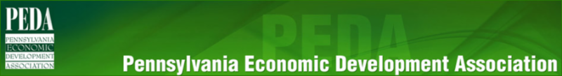This banner includes the name of the Pennsylvania Economic Development Association (PEDA).