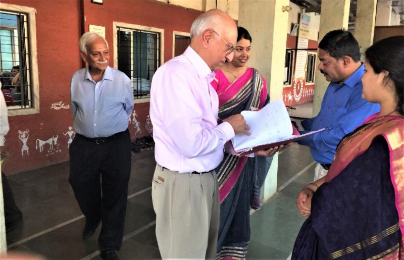 GOPIO Treasurer Viresh Sharma with SHED School officials in Dharavati 