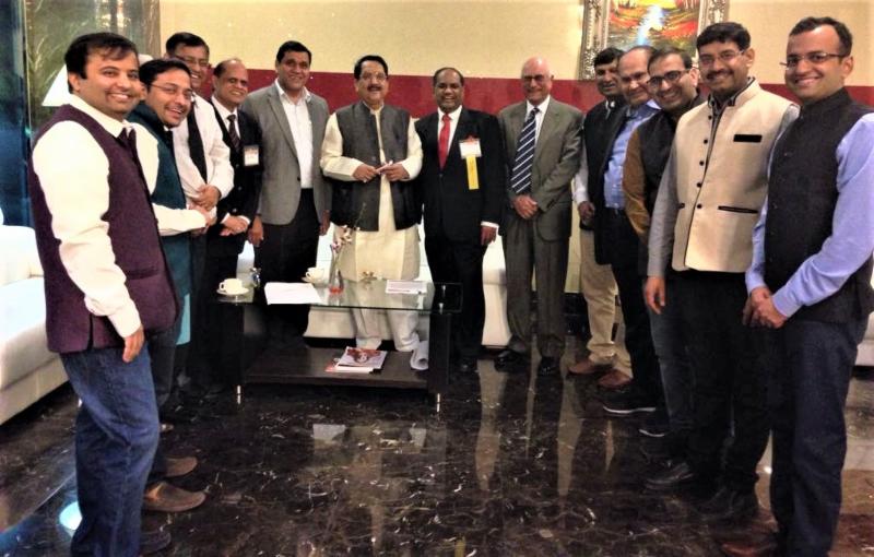 Minister Raj Purohit and Dr. Thomas Abraham with delegation from India