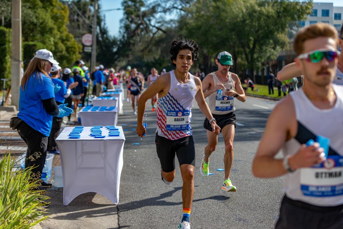 Olympic hopefuls compete for a spot in Paris during the U.S. Olympic Trials Marathon in downtown Orlando.
