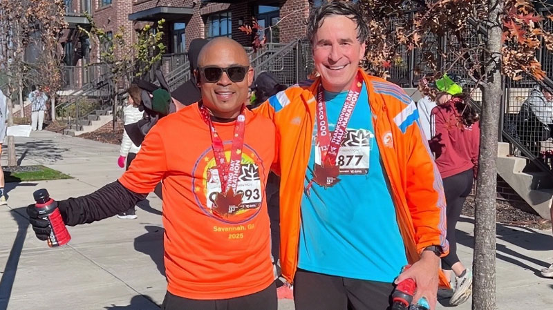 Atlanta Track Club Half Marathon finishers Wayne Kimble and Charlie Crawford