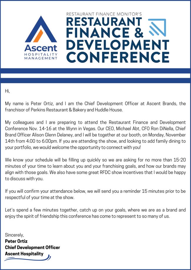 Join Ascent Hospitality Management at The 2022 Restaurant Finance