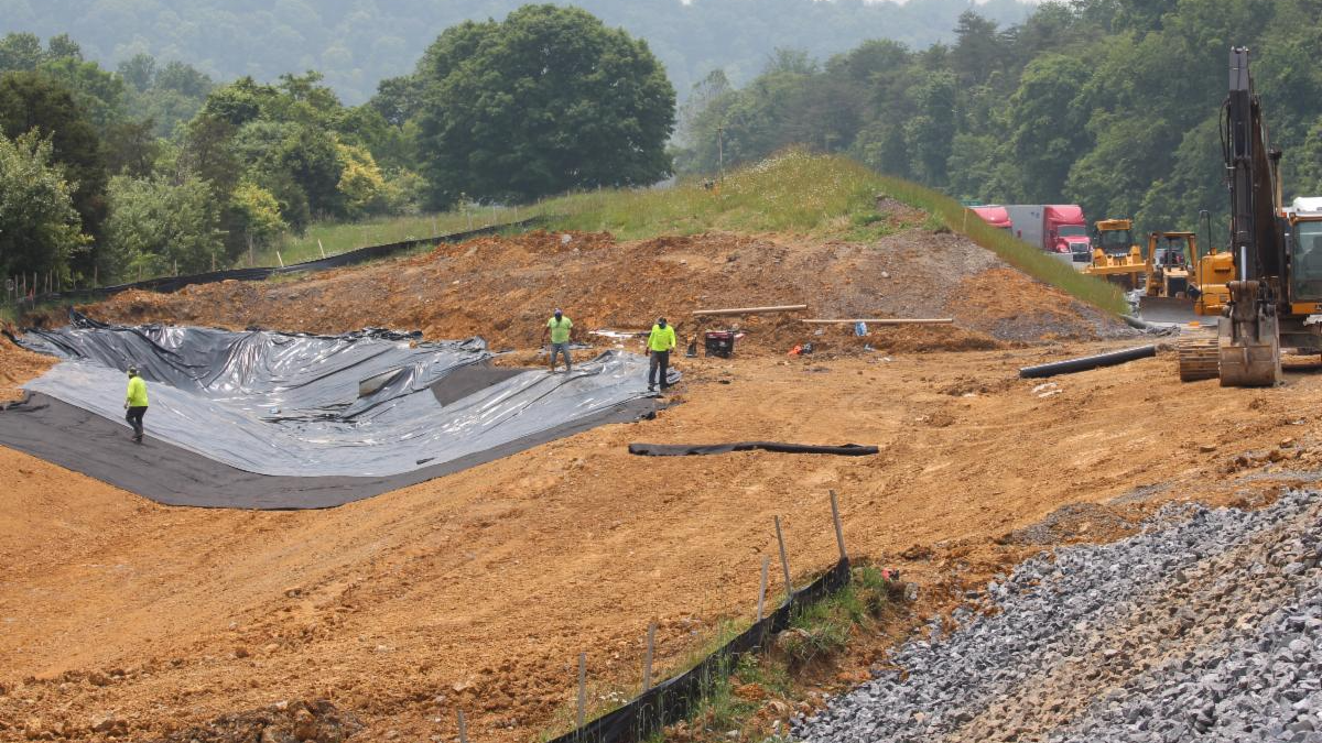 Stormwater management work in median of interstate project
