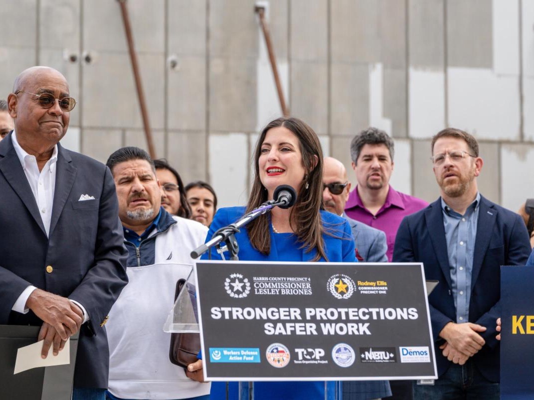 Commissioner Briones at worksite safety announcement